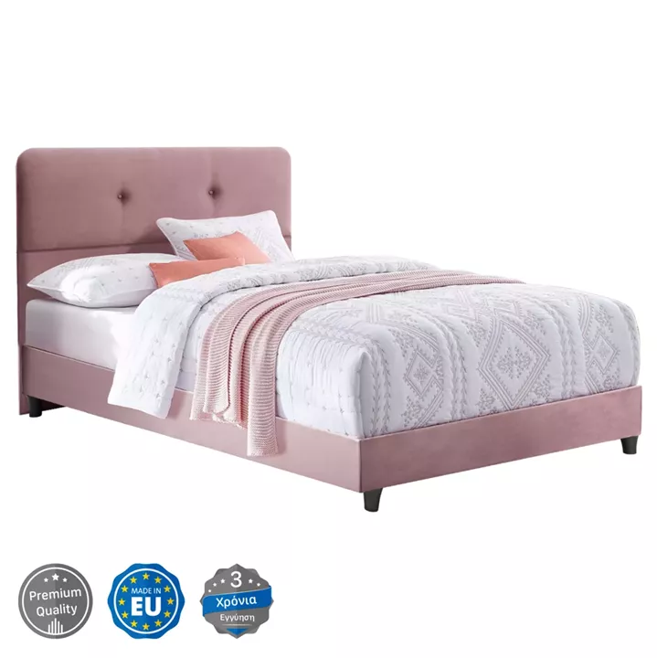 Bed HM648.12 DOLORES, dusty pink velvet, 120x200