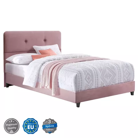 Bed HM648.12 DOLORES, dusty pink velvet, 120x200