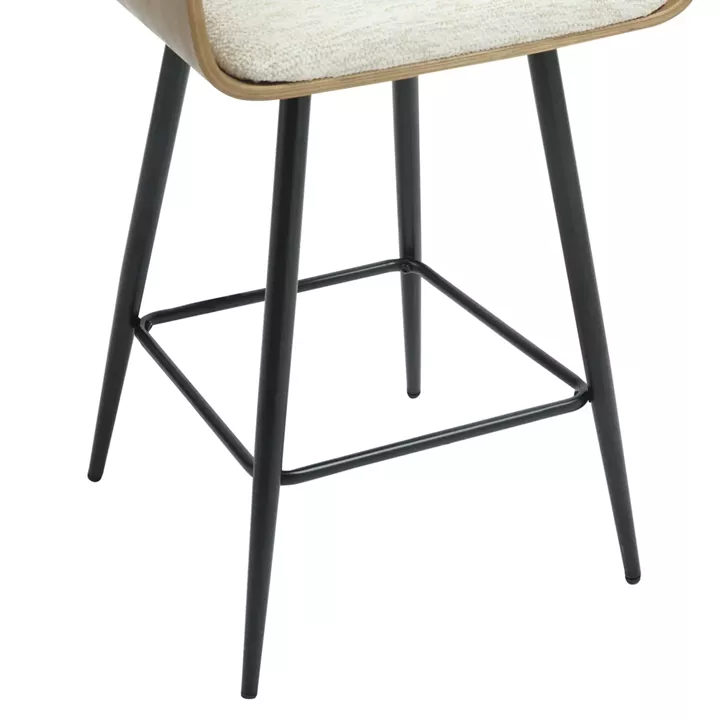 BAR STOOL MED.HEIGHT CLIPP HM9987.02 BLACK METAL LEGS-ECRU FABRIC 57,5x53x98Hcm.