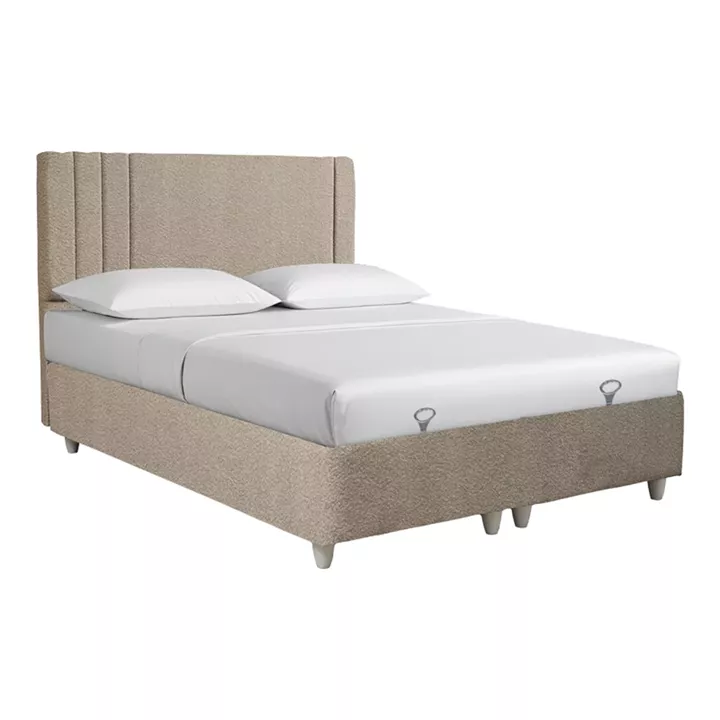 Bed with storage space Lineo pakoworld boucle in beige shade 160x200cm