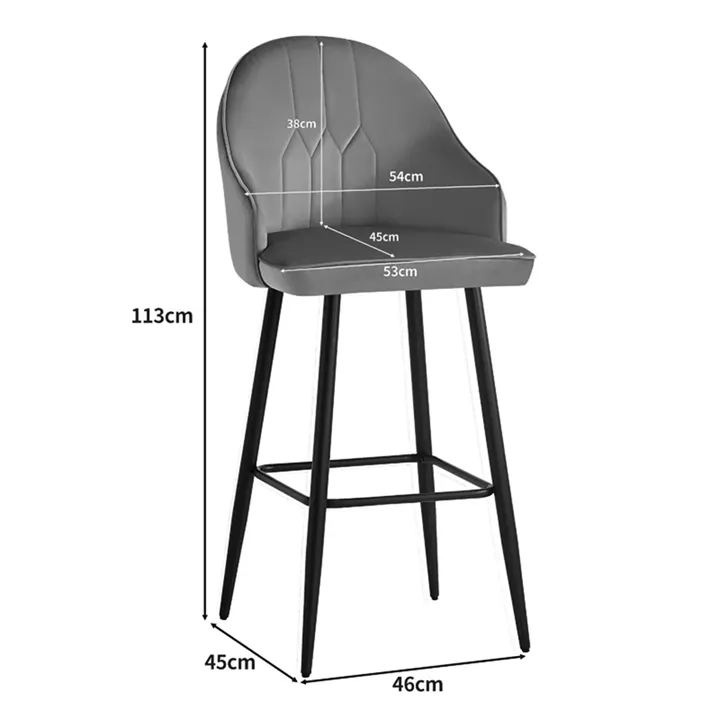 Bar stool Velva pakoworld velvet in rotten apple color 49x63x102cm