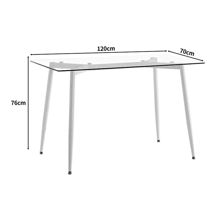 Dining table QUANA pakoworld transparent glass with black legs 120x70x75cm