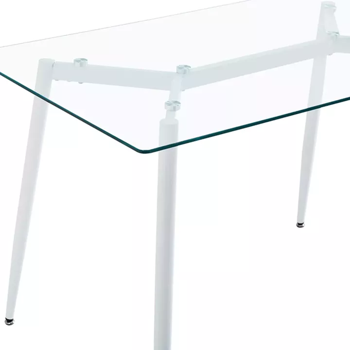 Dining table QUANA pakoworld transparent glass with black legs 120x70x75cm