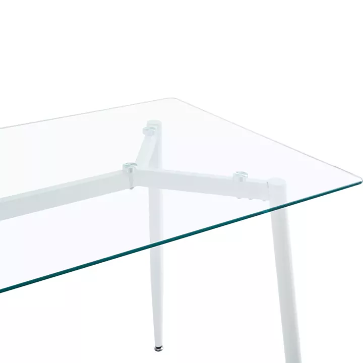 Dining table QUANA pakoworld transparent glass with black legs 120x70x75cm