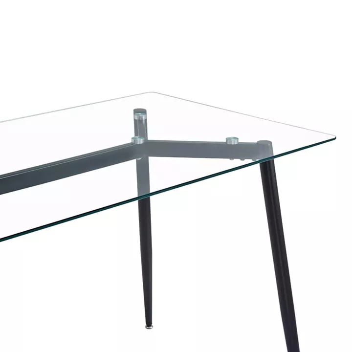 Dining table QUANA pakoworld transparent glass with white legs 120x70x75cm