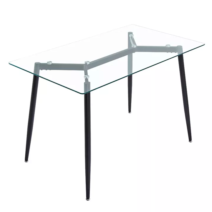 Dining table QUANA pakoworld transparent glass with white legs 120x70x75cm
