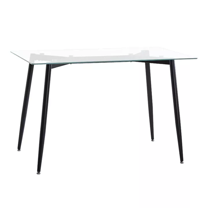 Dining table QUANA pakoworld transparent glass with white legs 120x70x75cm