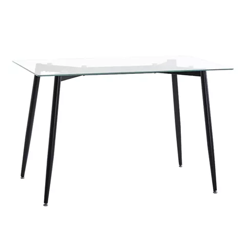 Dining table QUANA pakoworld transparent glass with white legs 120x70x75cm