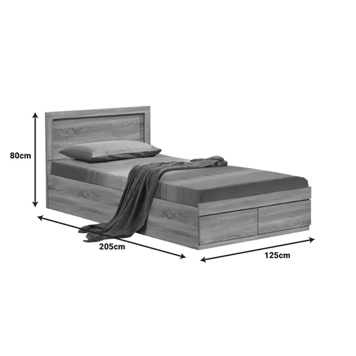 Bed Olympus pakoworld with drawer in light oak 120x200cm