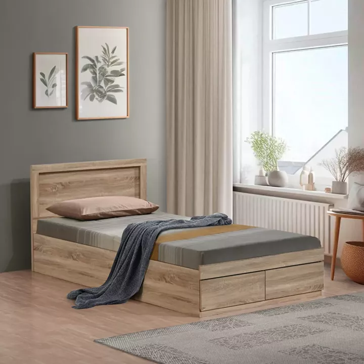 Bed Olympus pakoworld with drawer in light oak 120x200cm