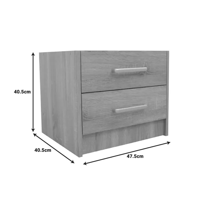 Nightstand Olympus pakoworld with 2 drawers in light oak colour 47.5x40.5x40.5