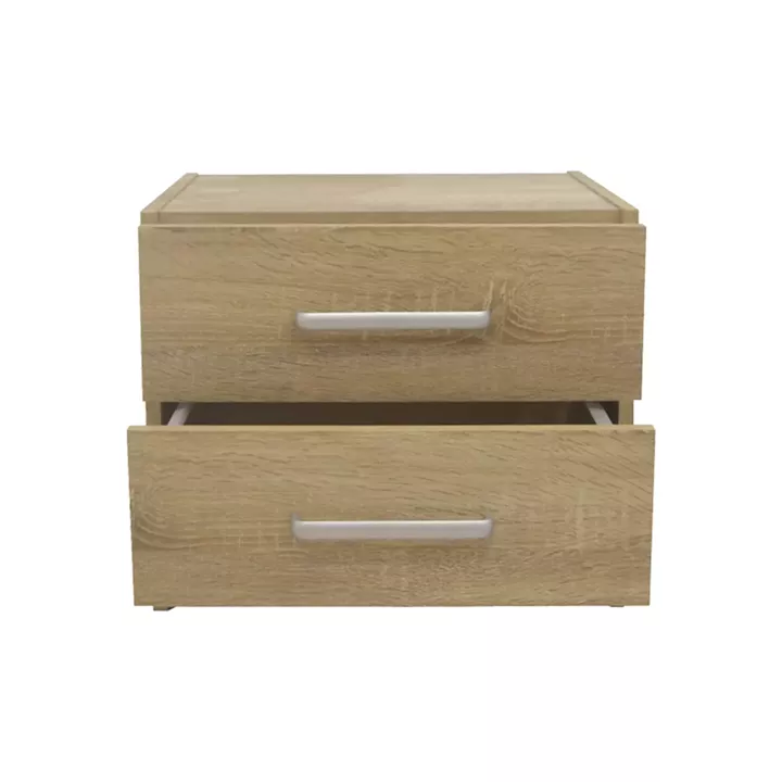Nightstand Olympus pakoworld with 2 drawers in light oak colour 47.5x40.5x40.5