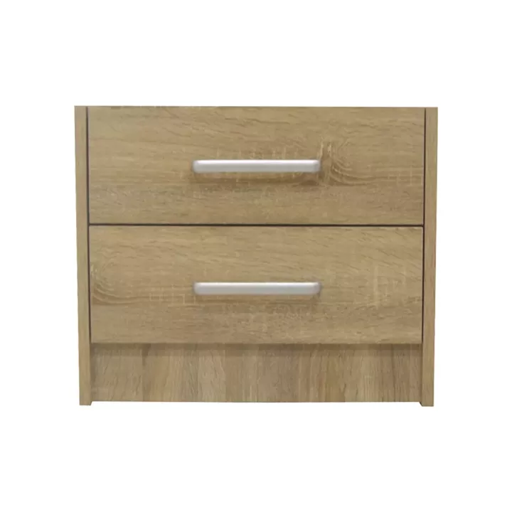Nightstand Olympus pakoworld with 2 drawers in light oak colour 47.5x40.5x40.5
