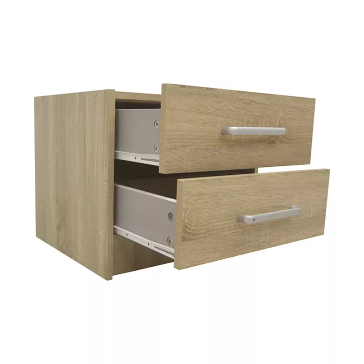 Nightstand Olympus pakoworld with 2 drawers in light oak colour 47.5x40.5x40.5