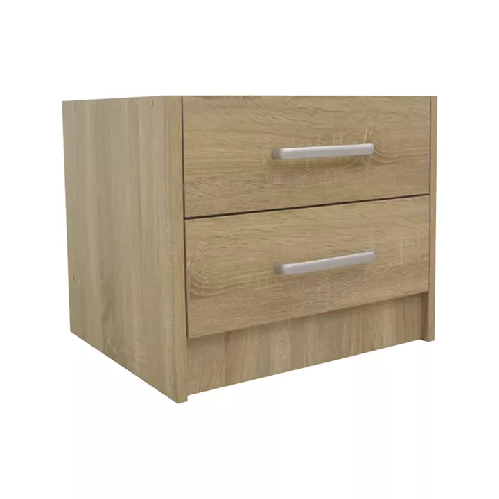 Nightstand Olympus pakoworld with 2 drawers in light oak colour 47.5x40.5x40.5