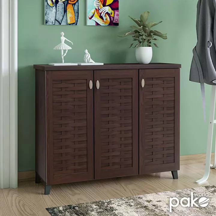 Shoe cabinet MANTAM pakoworld 16 pairs walnut 115.5x40x92cm