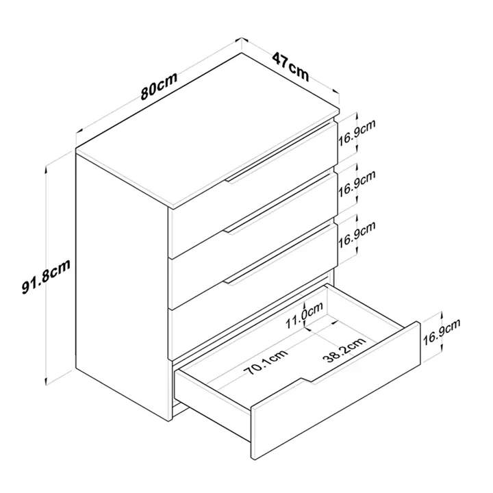 Συρταριέρα Verena pakoworld λευκό-καρυδί 80x47x92εκ