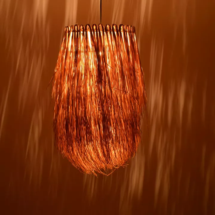 Ceiling light Dreco Inart E27 rattan in natural color D32χ52cm