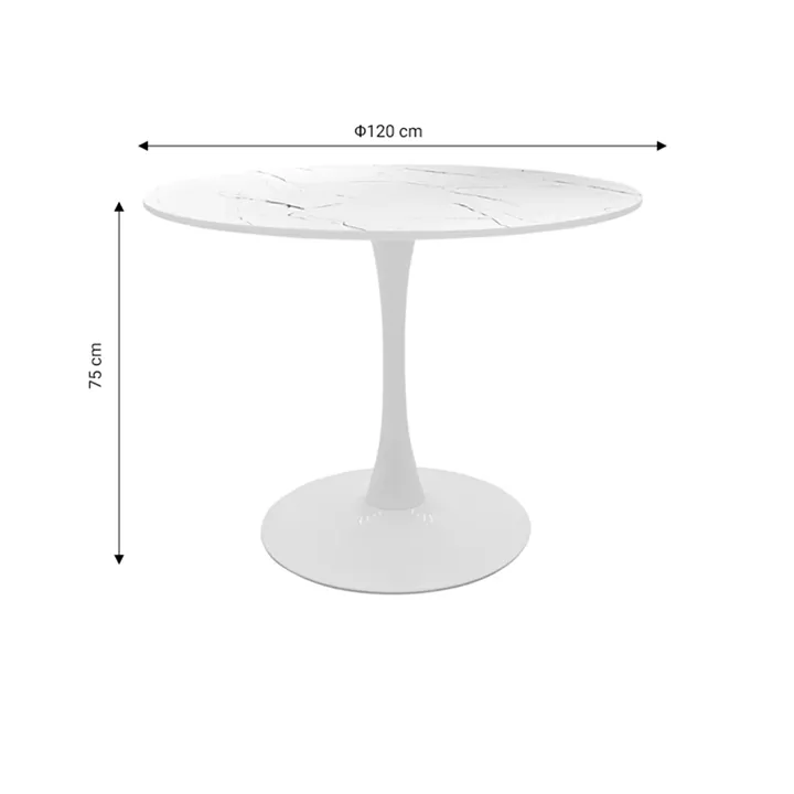Aurora-Balou I pakoworld dining table set of 5 pp-mdf in white marble color D120x75cm