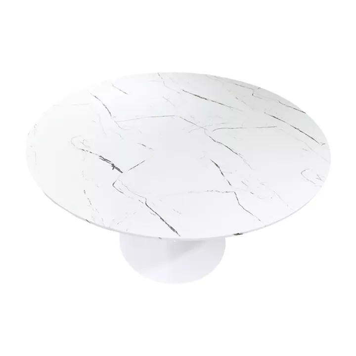 Aurora-Balou I pakoworld dining table set of 5 pp-mdf in white marble color D120x75cm
