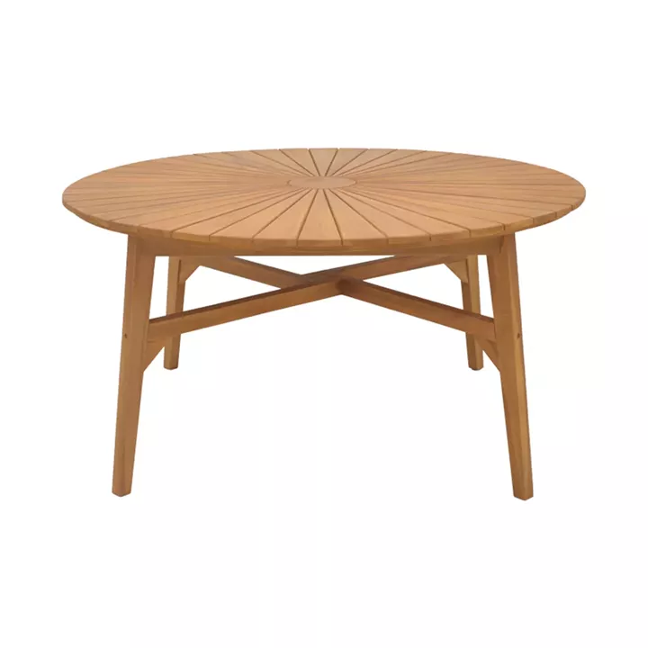 Dining table 7pcs.Banou-Colen pakoworld teak wood in natural shade Φ150x75cm