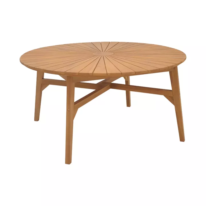 Dining table 7pcs.Banou-Colen pakoworld teak wood in natural shade Φ150x75cm