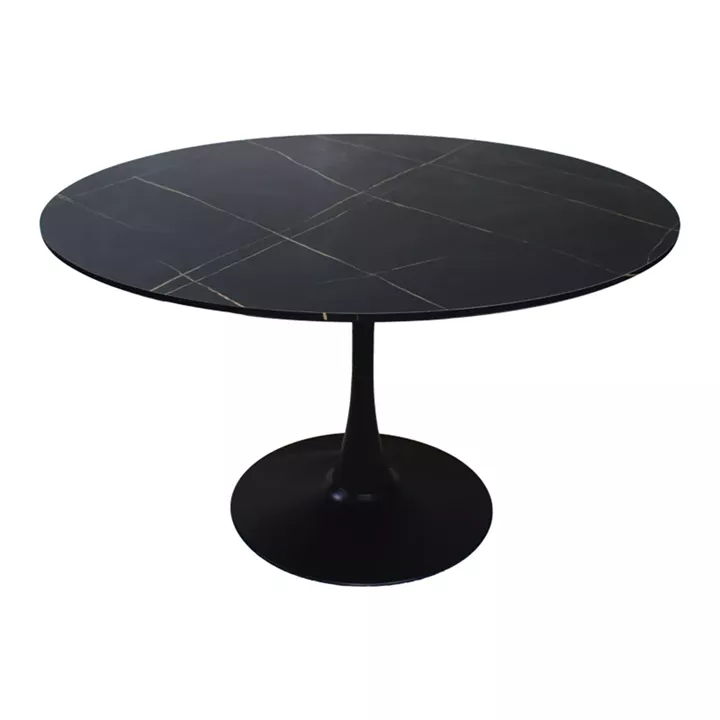 Aurora-Balou I pakoworld dining table set of 5 pp-mdf in black-natural color D120x75cm