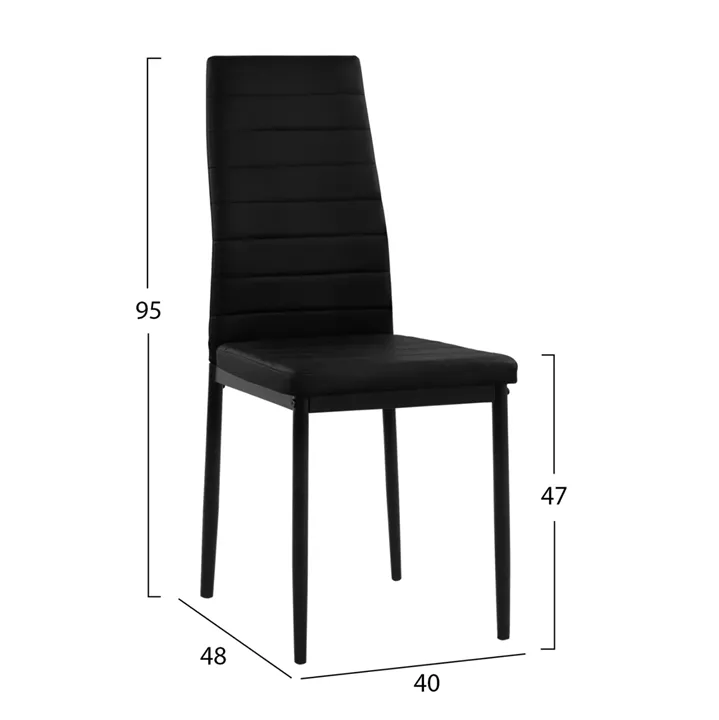 Metallic chair Lady HM0037.12 Black PU Metallic Frame K/D 40x48x95 cm