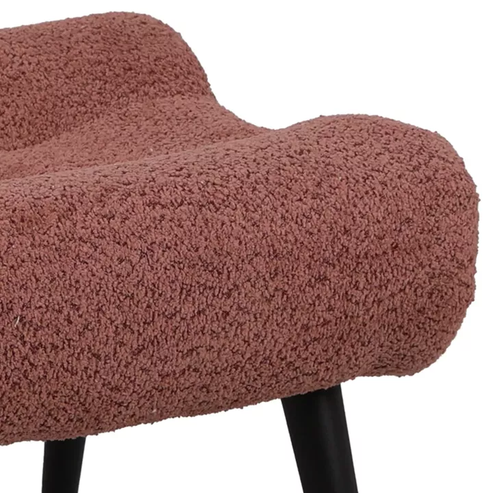 Silla pakoworld stool - footstool boucle fabric in dusty pink color 68x58x40cm