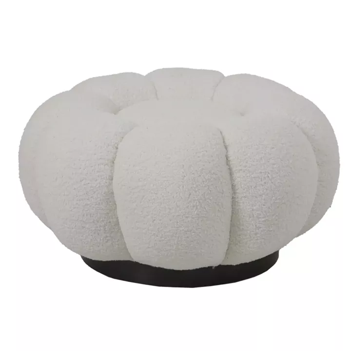 Nester pakoworld stool boucle  fabric in white color D60x31cm