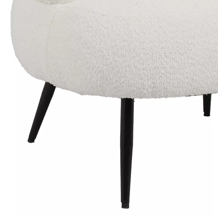 Foleja pakoworld armchair boucle fabric in white color with black metal legs 76x75x72cm