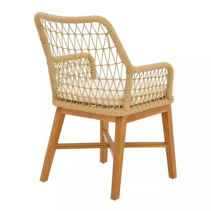 Dining set 7pcs Elaiza-Pablo pakoworld teak wood in natural-beige shade 160x90x76cm