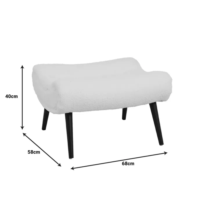 Silla pakoworld stool - footstool white boucle fabric 68x58x40cm