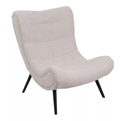 Silla pakoworld boucle fabric armchair in beige color 97x80x100cm