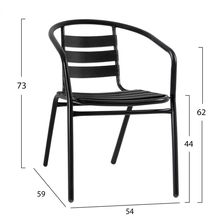 Armchair Laura Metallic Black with aluminum slices HM5037.03 54x59x73cm