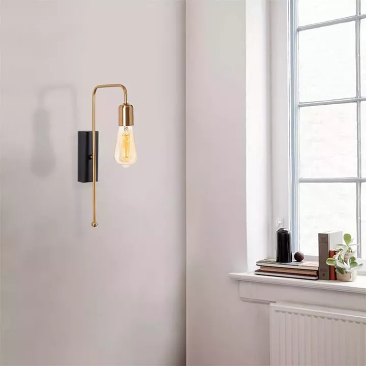 Wall lamp Futura  pakoworld Ε27 golden-black color 22x6x42cm