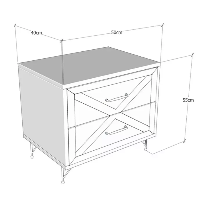 Nightstand PWF-0279 pakoworld with 2 drawers in dark grey - pine colour 50x40x55cm