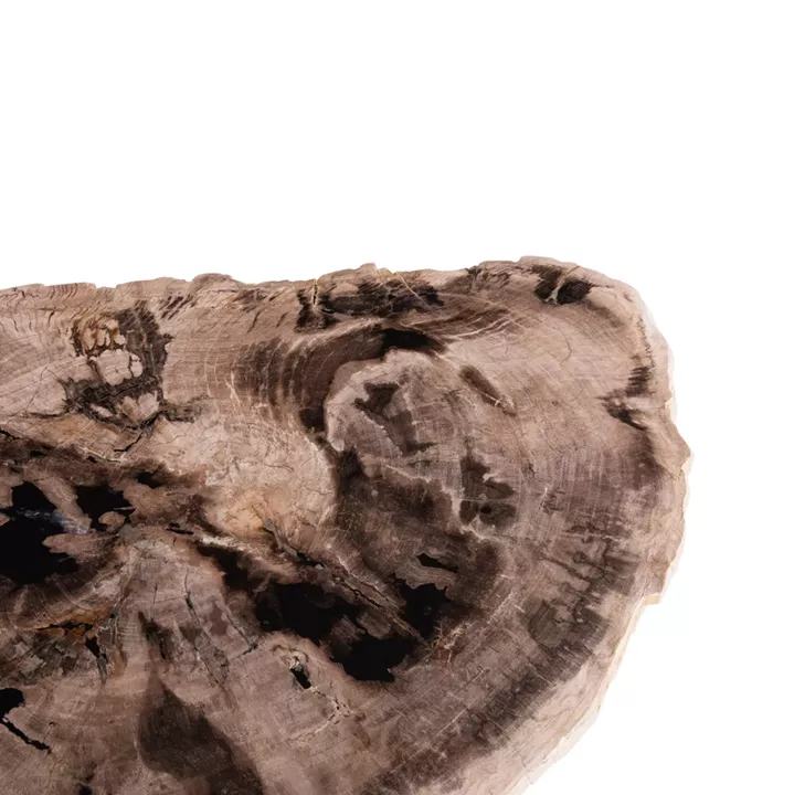 SIDE TABLE SAMAN HM9931 METAL BLACK LEGS-PETRIFIED WOOD TOP 70x55x40Hcm.