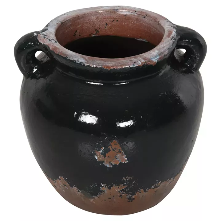 DECORATIVE VASE HM4380 TERRACOTTA IN BLACK COLORING Φ24Χ23Hcm.