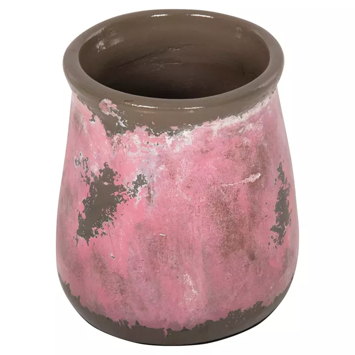 DECORATIVE VASE HM4381 TERRACOTTA IN PINK COLORING Φ18Χ20Hcm.