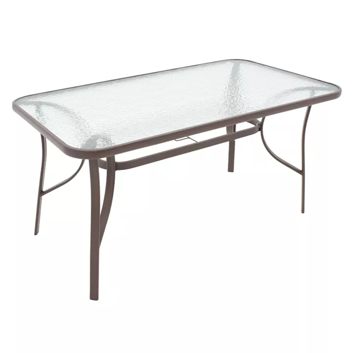 Ensure pakoworld table metal brown-glass 140x80x70cm