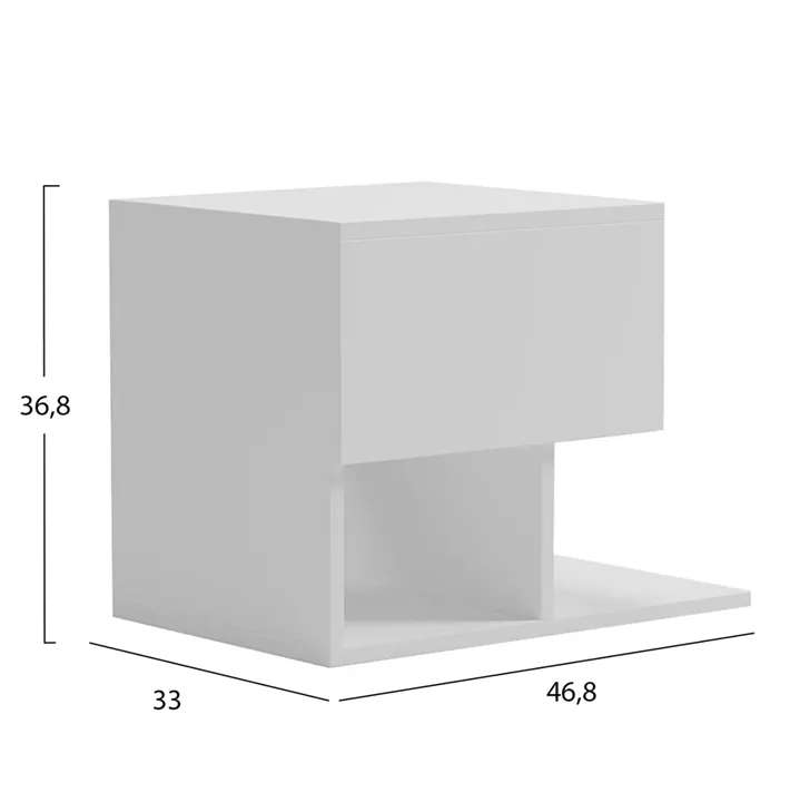 BEDSIDE NIGHTSTAND CASPIAN HM9071.11 MELAMINE IN WHITE 46.8x33x36.8Hcm.