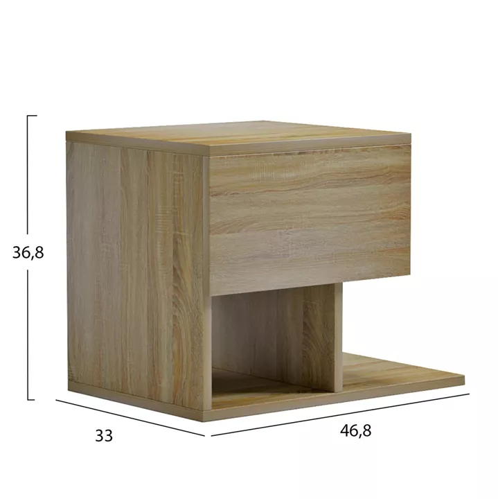 BEDSIDE NIGHTSTAND CASPIAN HM9071.12 MELAMINE IN SONAMA 46.8x33x36.8Hcm.