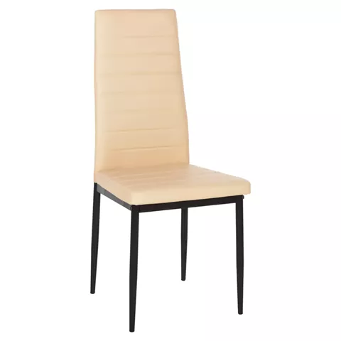 DINING CHAIR LADY HM0037.25 CREAM WHITE PU-BLACK METAL FRAME K/D 40x48x95Hcm