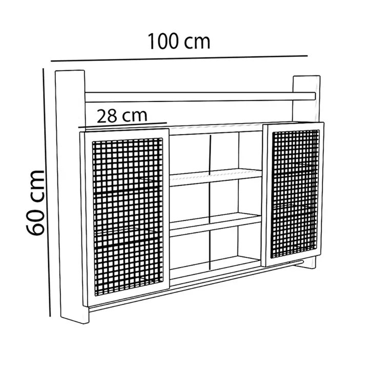 Wall shelf kitchen unit Puro pakoworld in walnut color 100x9x60cm