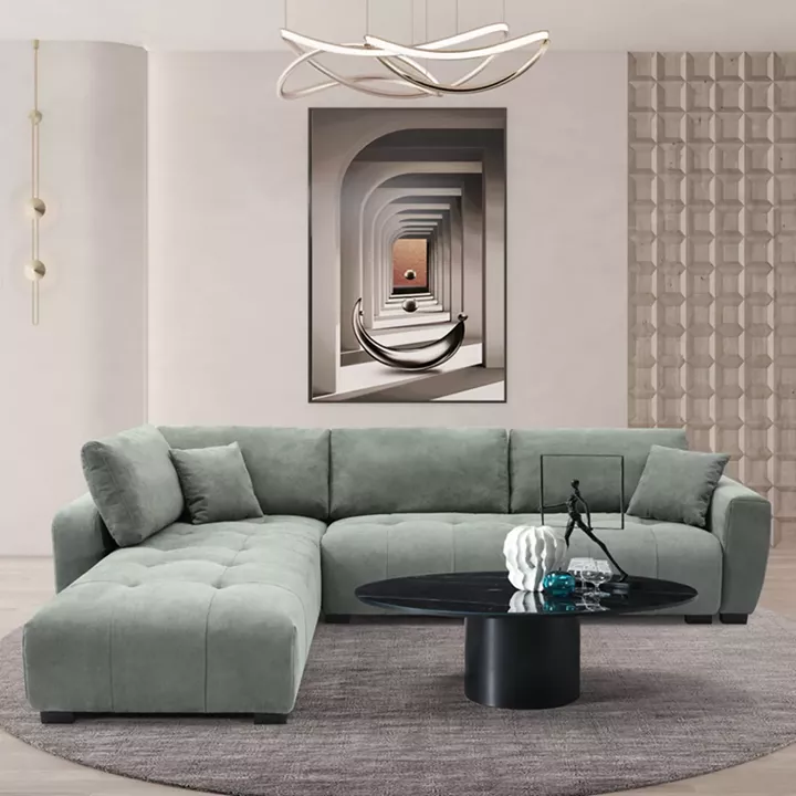 Sofa right corner Gianco pakoworld fabric in mint shade 298x208x85cm