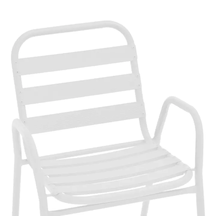 Armchair Sussie pakoworld stack white metal with aluminium slats 45x62x76cm
