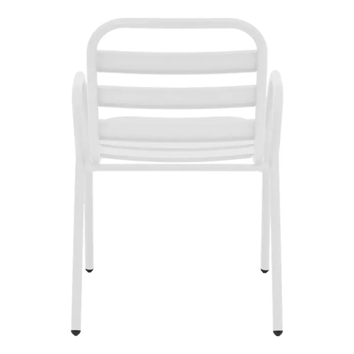 Armchair Sussie pakoworld stack white metal with aluminium slats 45x62x76cm