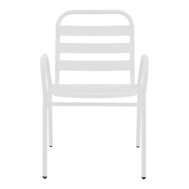 Armchair Sussie pakoworld stack white metal with aluminium slats 45x62x76cm