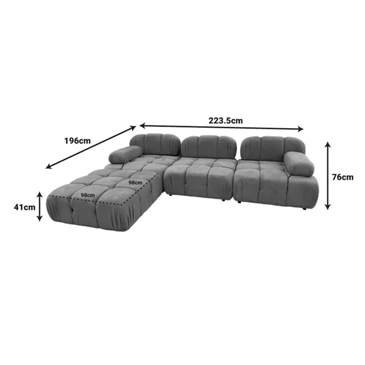 3-seater sofa Hypnotic I pakoworld fabric in grey-beige color 294x98x76cm